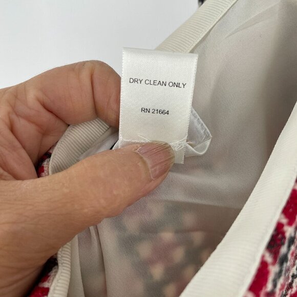 Talbots Vintage Black Red Houndstooth Pleated Hem Italian Stretch Wool Skirt 8 - Picture 10 of 10